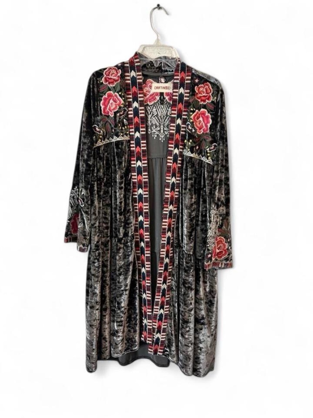 Driftwood CARLY velvet embroidered kimono jacket